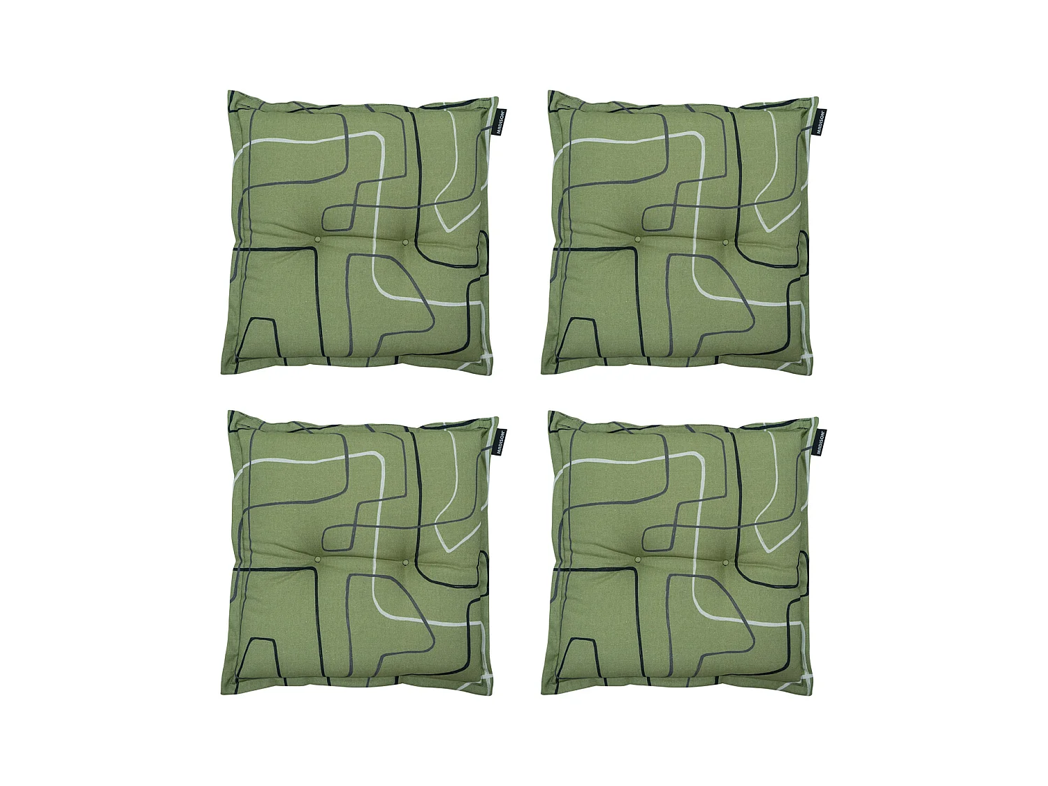 Coussin d'assise Joah sauge - Environ 50x50 cm - Lot de 4
