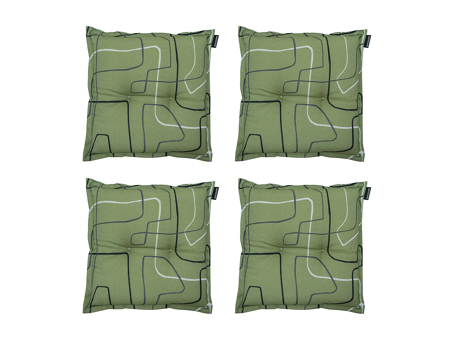 Coussin d'assise Joah sauge - Environ 50x50 cm - Lot de 4