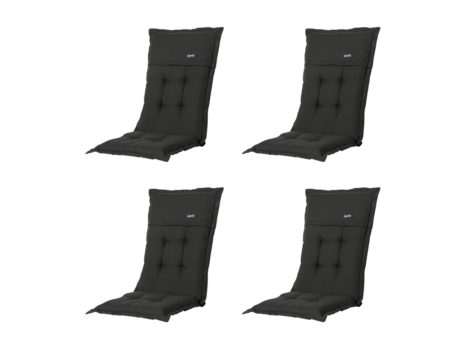 Tuinstoelkussen Hoge Rug Rib black - Ca. 123x50 cm - Set van 4