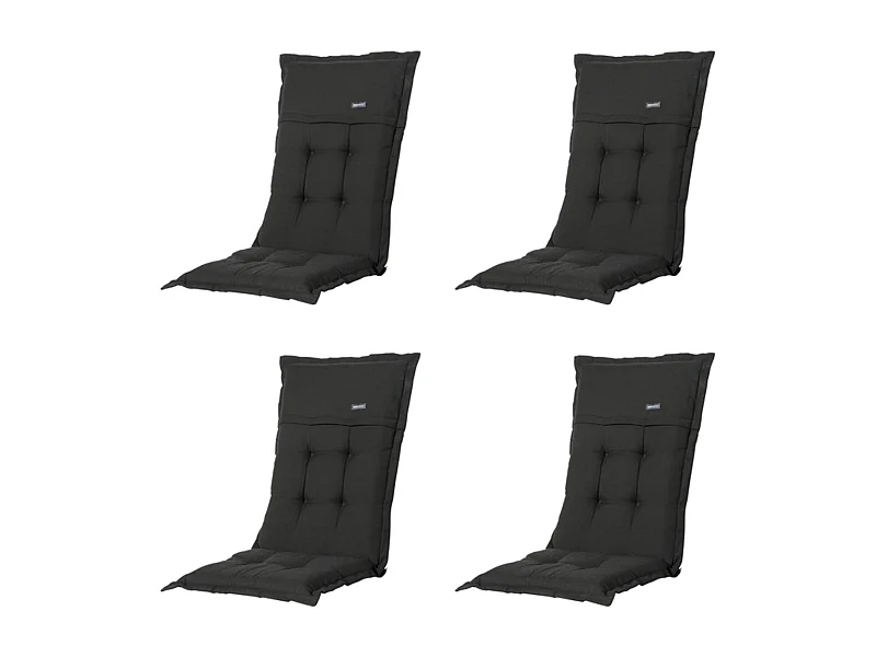 Tuinstoelkussen Hoge Rug Rib black - Ca. 123x50 cm - Set van 4
