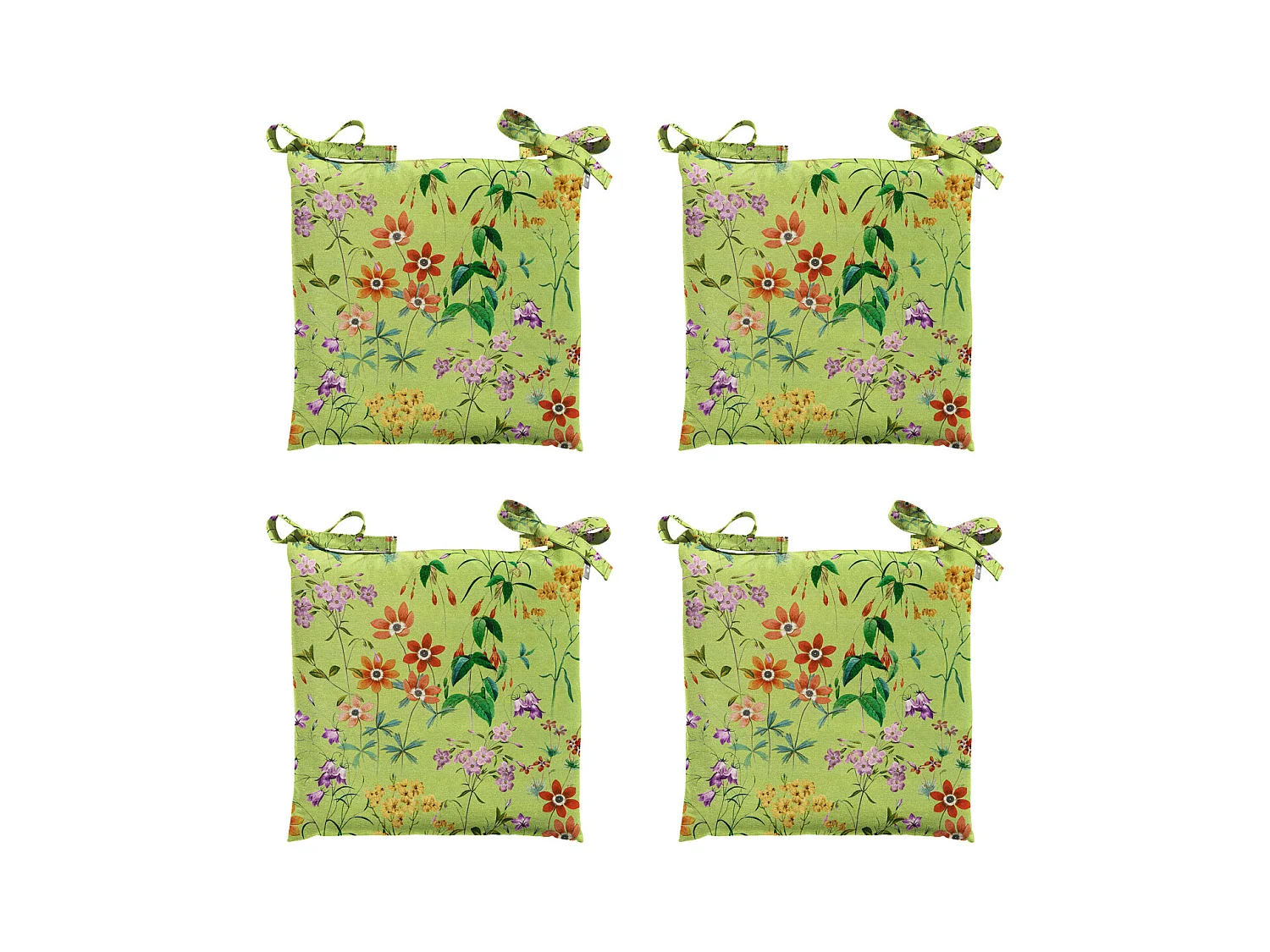 Coussin d'assise Tuscany Milly vert - Env. 46x46 cm - Lot de 4