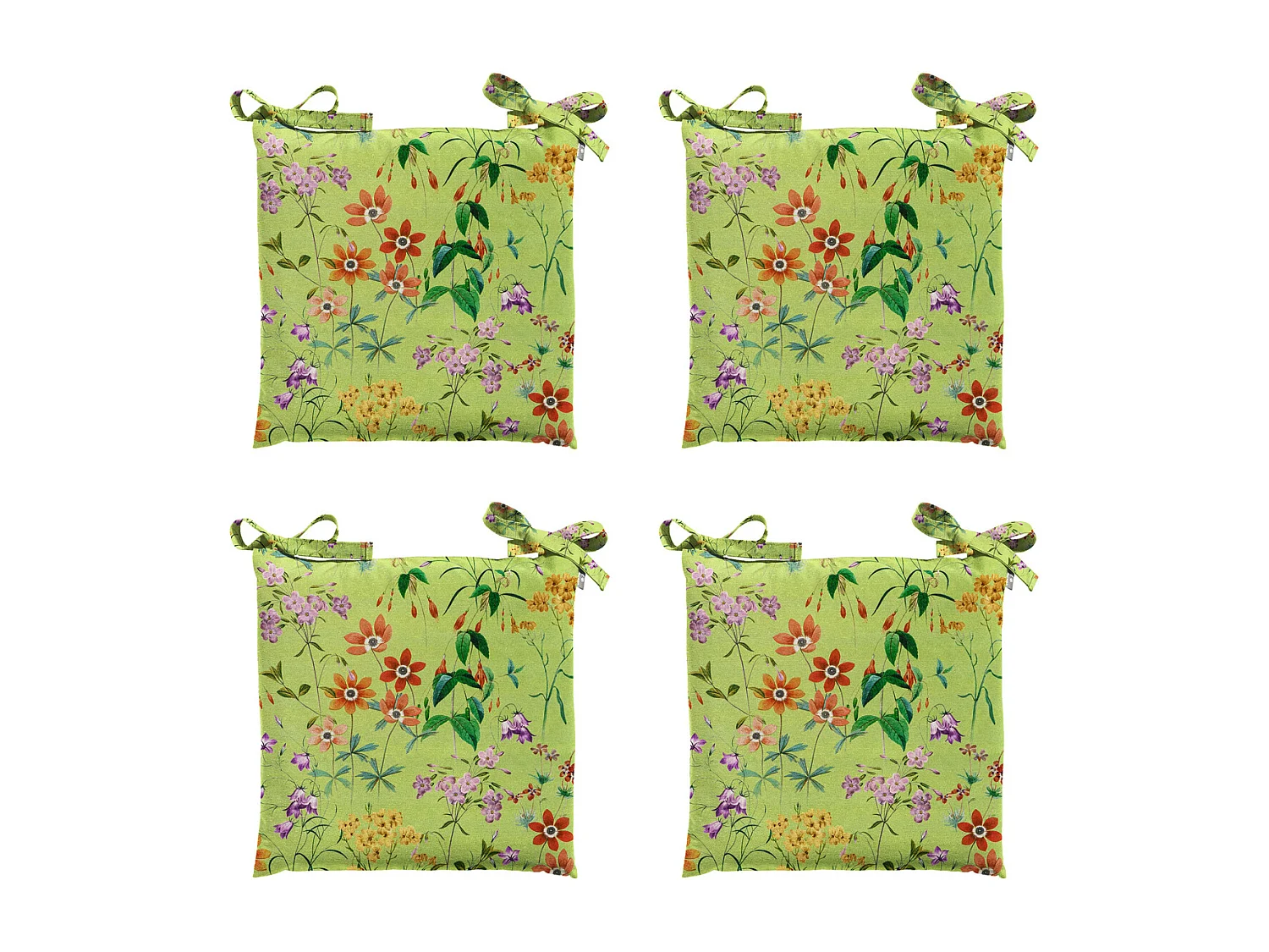 Coussin d'assise Tuscany Milly vert - Env. 46x46 cm - Lot de 4