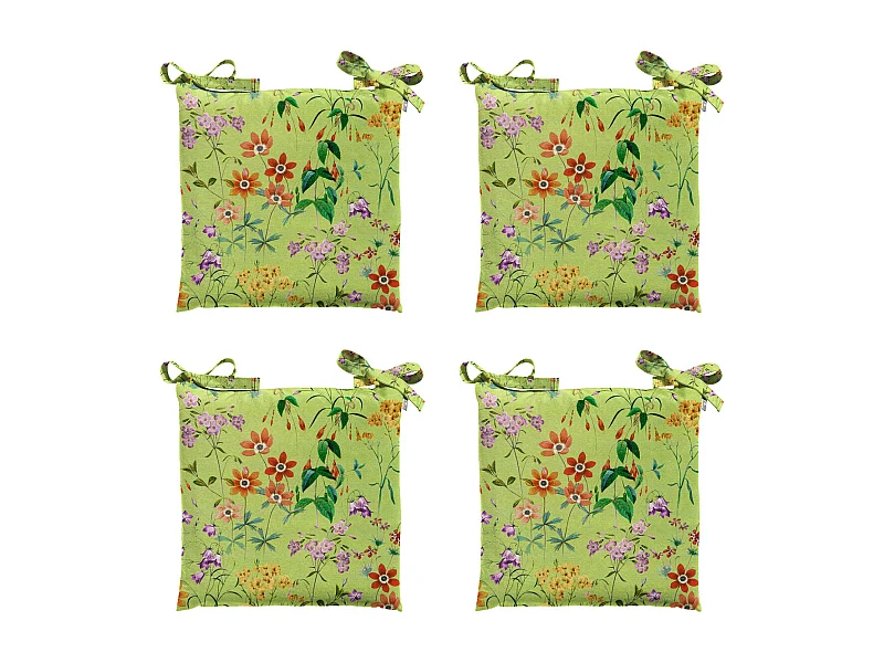 Coussin d'assise Tuscany Milly vert - Env. 46x46 cm - Lot de 4