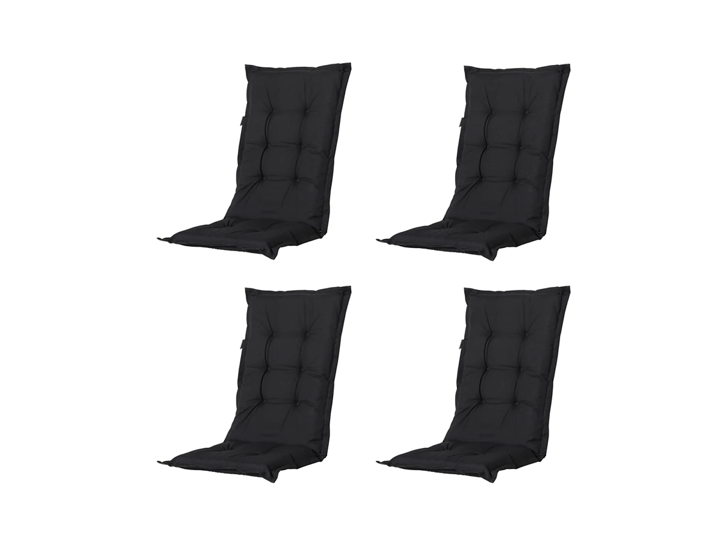 Coussin de chaise de jardin haut dossier Panama noir - Environ 123 x 50 cm - Lot de 4