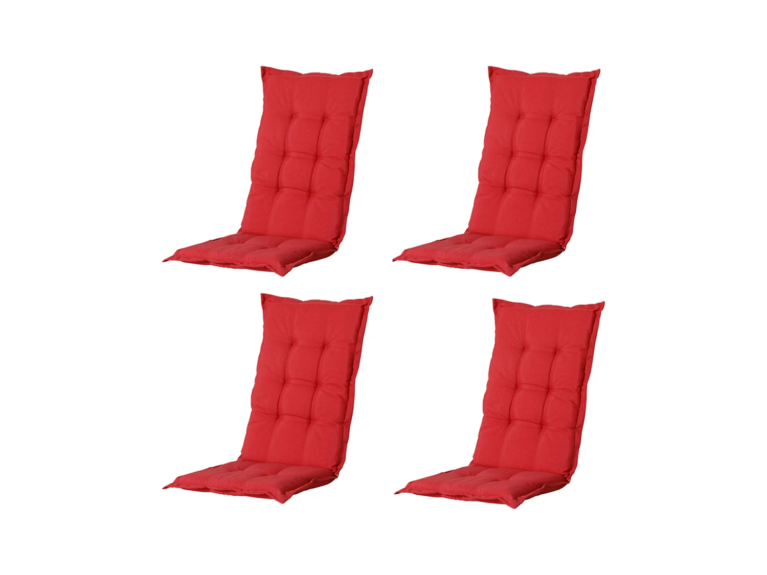 Coussin de chaise de jardin dossier bas Panama rouge brique - Environ 105 x 50 cm - Lot de 4