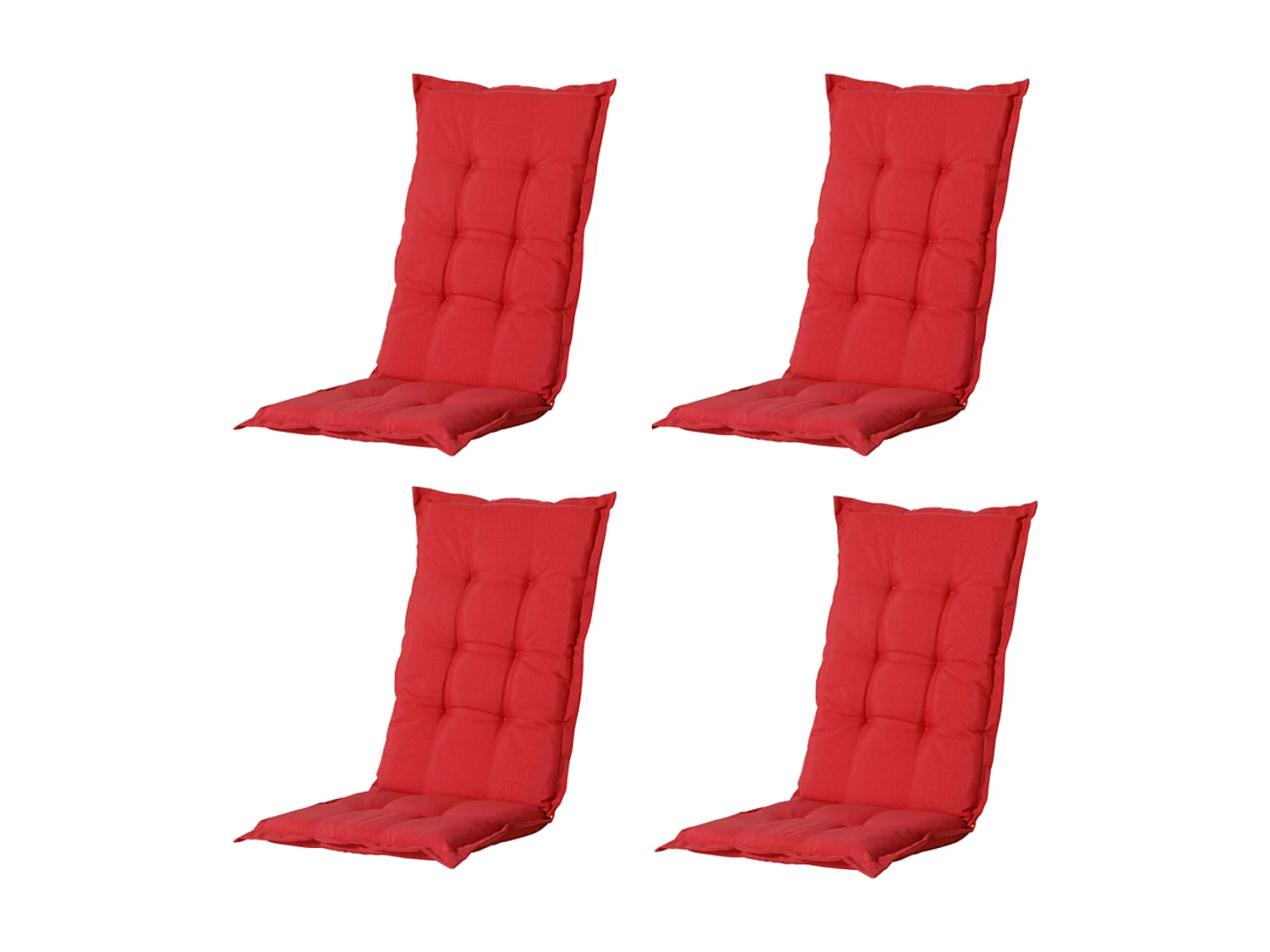 Coussin de chaise de jardin dossier bas Panama rouge brique - Environ 105 x 50 cm - Lot de 4