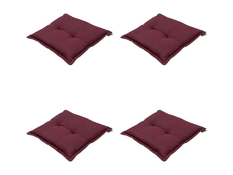 Coussin d'assise Panama bordeaux - Environ 50 x 50 cm - Lot de 4