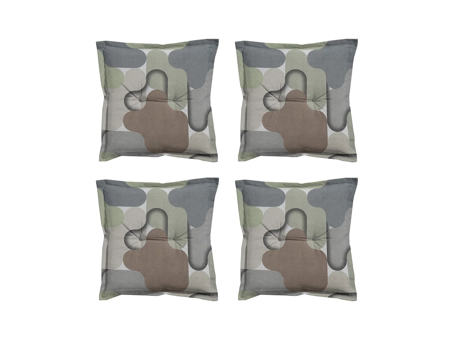 Coussin d'assise Grafi sauge - Environ 50x50 cm - Lot de 4