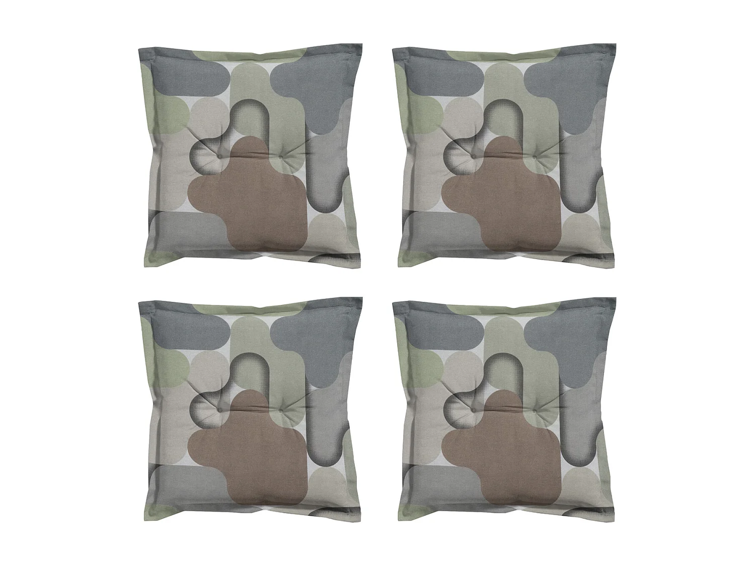 Coussin d'assise Grafi sauge - Environ 50x50 cm - Lot de 4