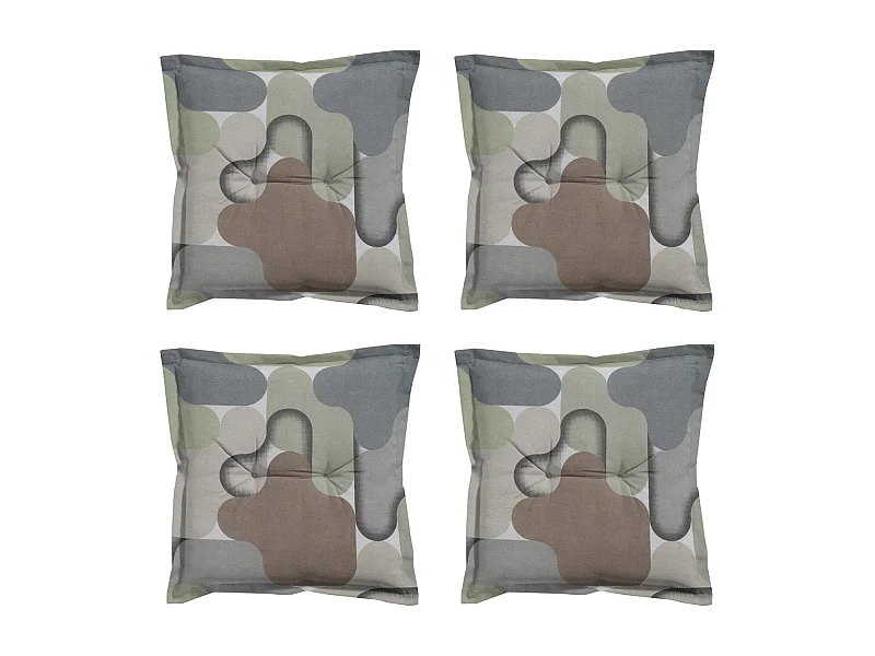 Coussin d'assise Grafi sauge - Environ 50x50 cm - Lot de 4