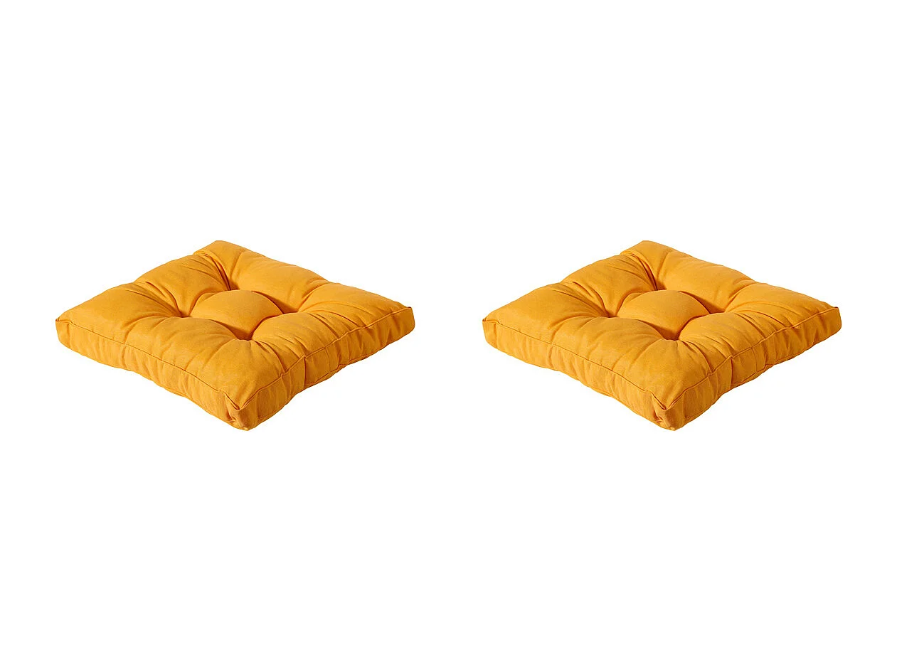 Coussin d'assise Florance Panama doré brillant - Env. 60 x 60 cm - Lot de 2