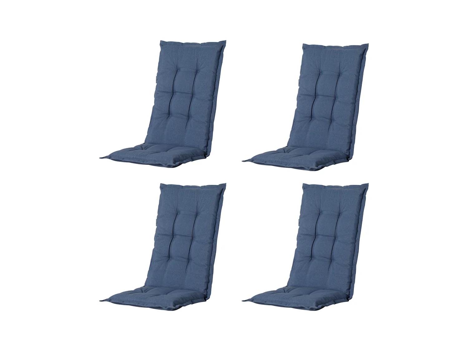 Coussin de chaise de jardin dossier haut Panama bleu saphir - Environ 123 x 50 cm - Lot de 4