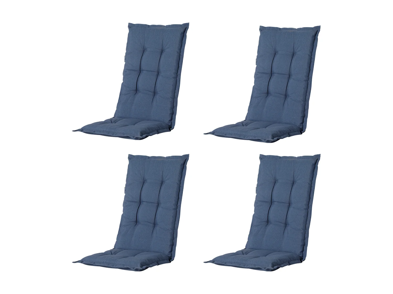 Coussin de chaise de jardin dossier haut Panama bleu saphir - Environ 123 x 50 cm - Lot de 4