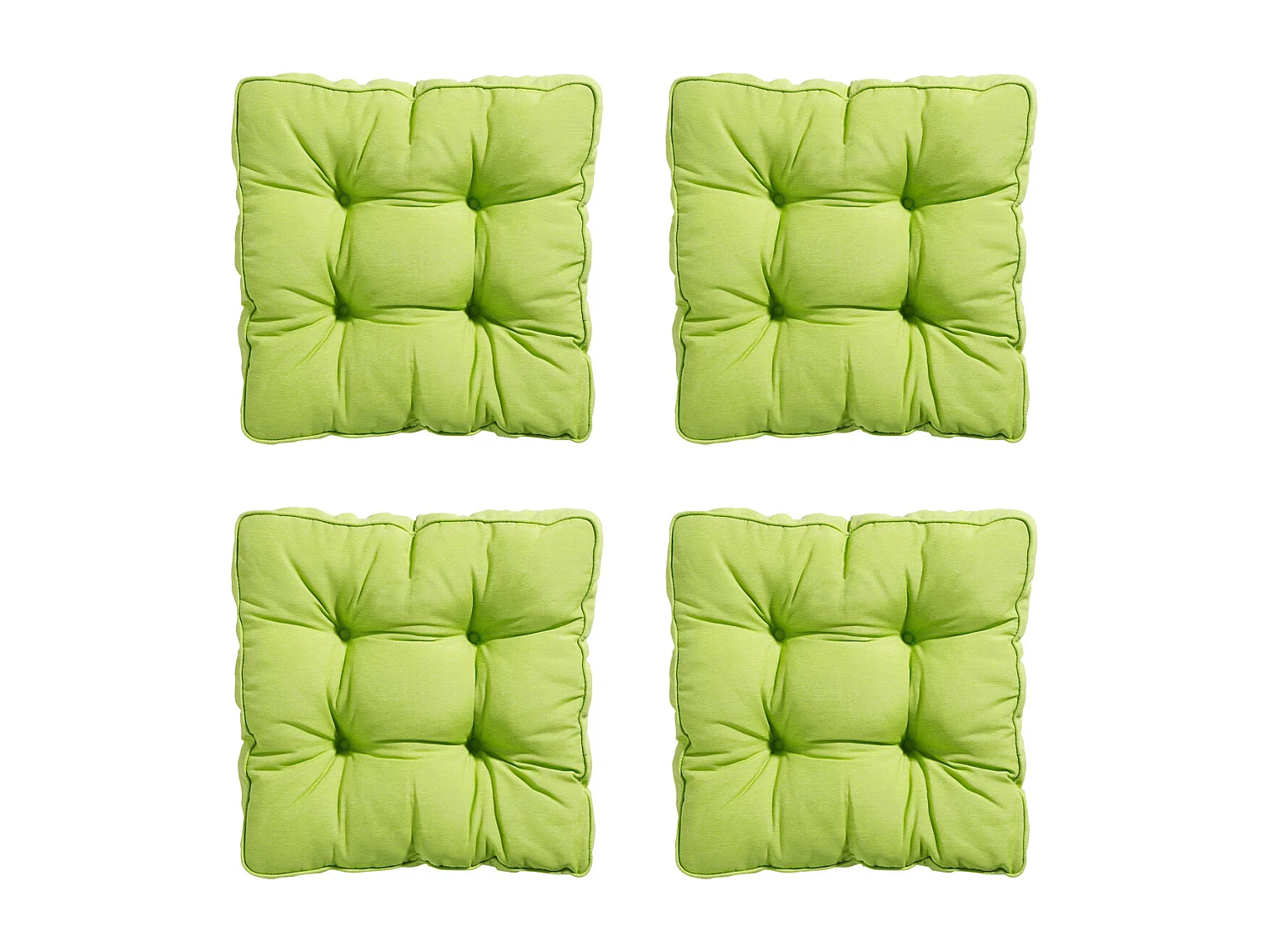 Coussin d'assise Florance Panama citron vert - Env. 47 x 47 cm - Lot de 4