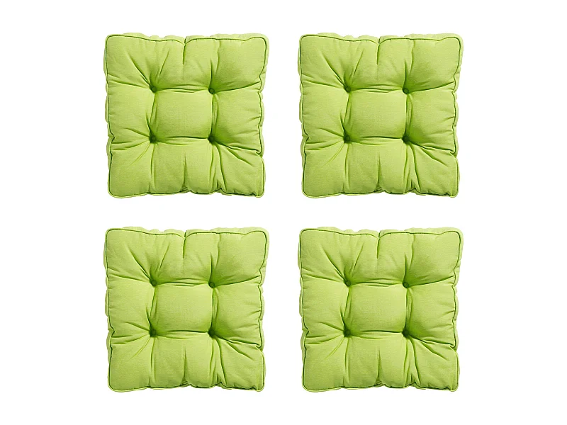 Coussin d'assise Florance Panama citron vert - Env. 47 x 47 cm - Lot de 4