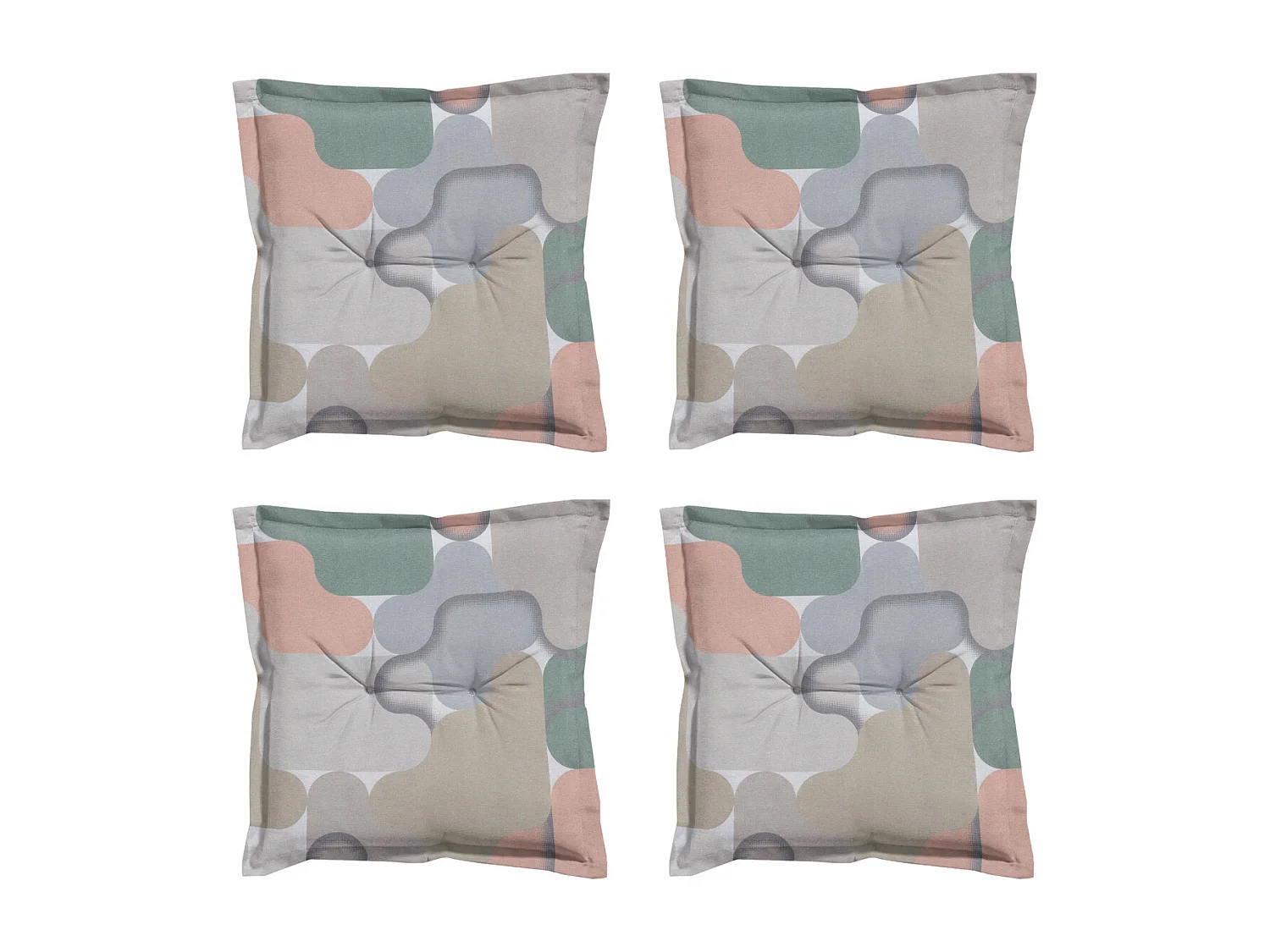 Coussin d'assise Grafi salmone - Environ 50x50 cm - Lot de 4