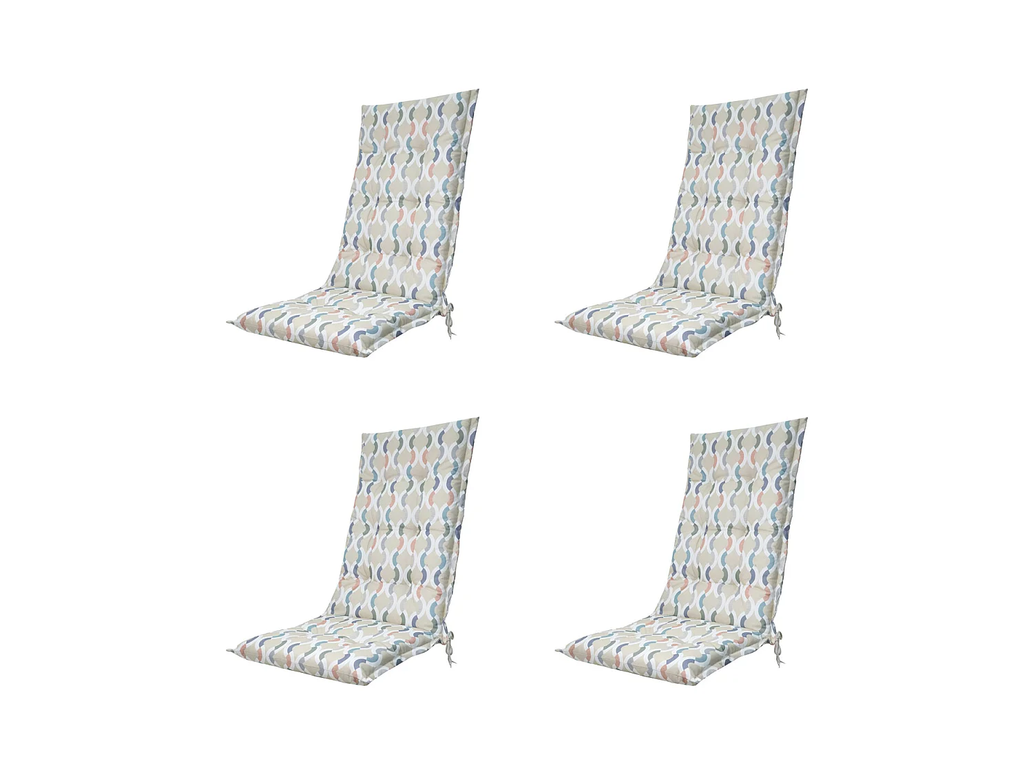 Coussin de chaise de jardin dossier haut Trivia naturel - Environ 123 x 50 cm - Lot de 4