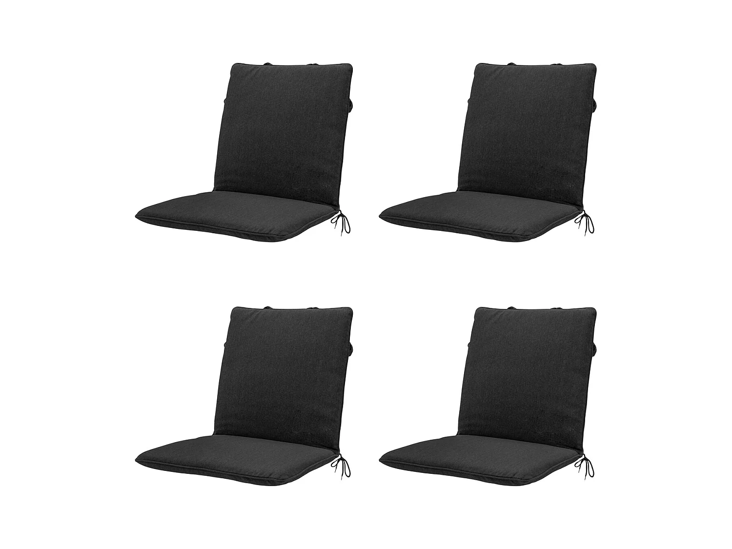 Coussin de chaise empilable en toile noire éco+ - Dimensions approximatives : 97 x 49 cm - Lot de 4