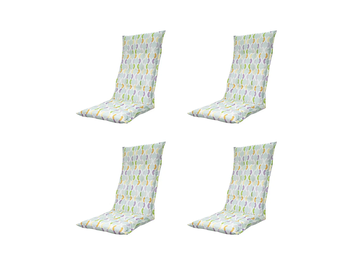 Coussin de chaise de jardin dossier haut Trivia menthe - Environ 123 x 50 cm - Lot de 4