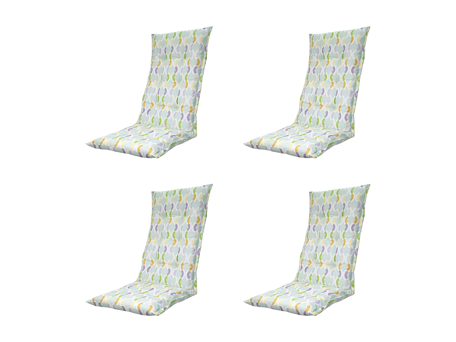 Coussin de chaise de jardin dossier haut Trivia menthe - Environ 123 x 50 cm - Lot de 4