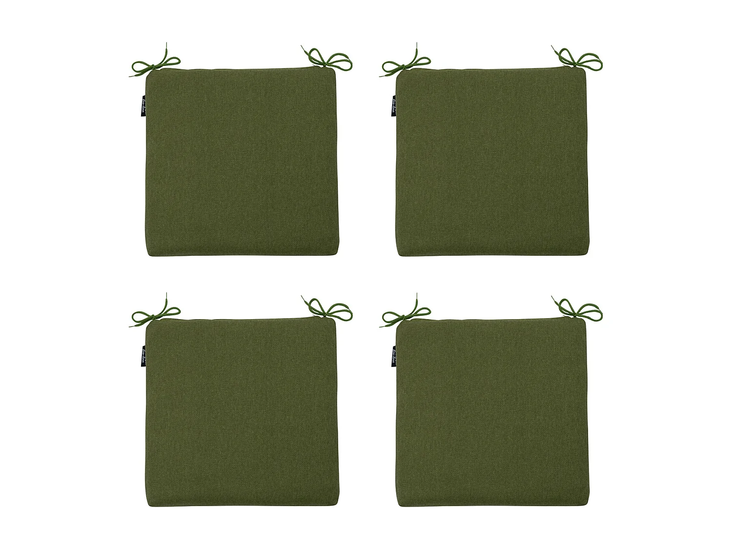 Coussin d'assise en toile éco+ vert mousse - Dimensions approximatives : 40 x 40 cm - Lot de 4