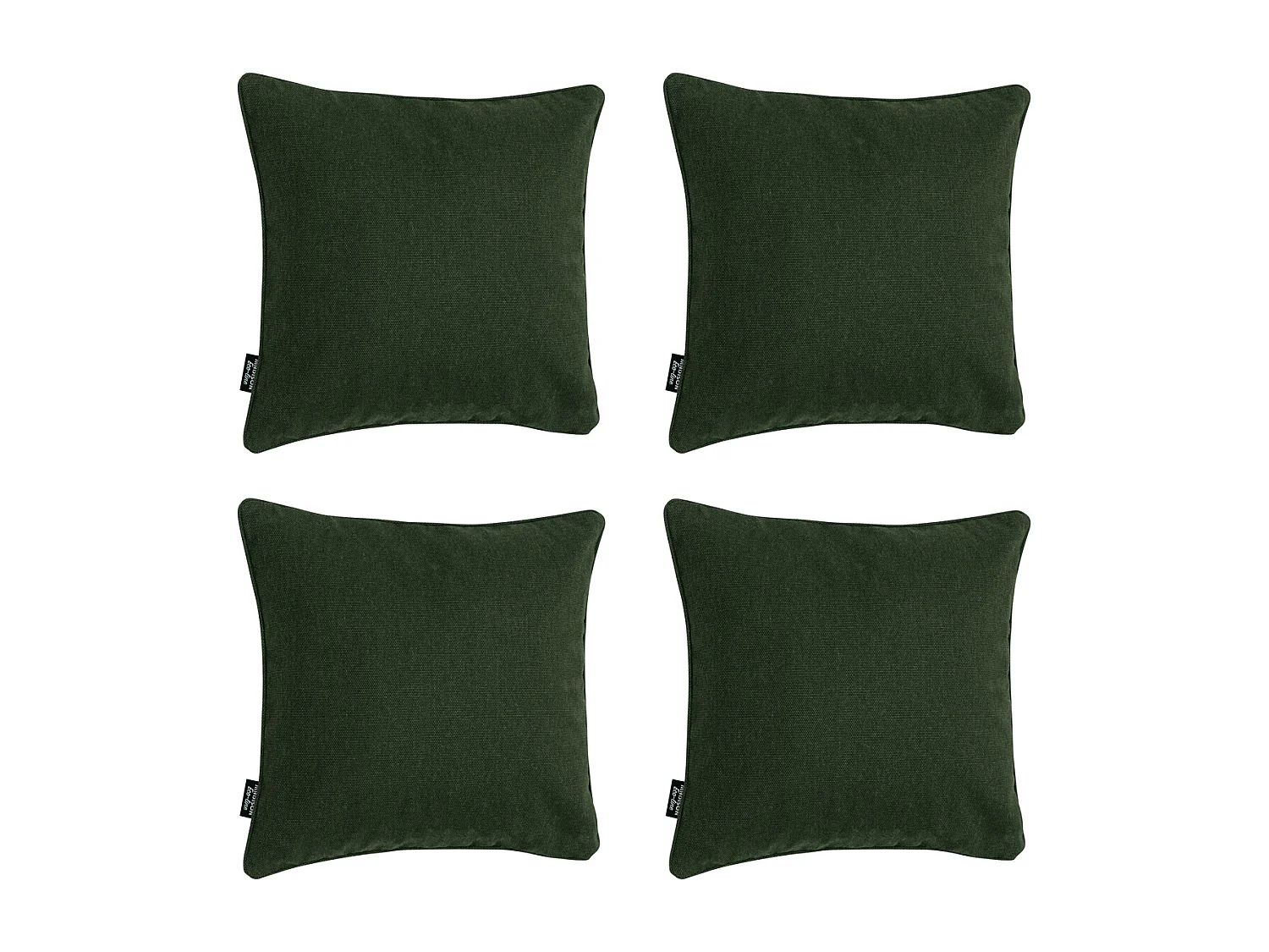 Coussin décoratif Toile verte éco+ - Env. 50x50 cm - Lot de 4