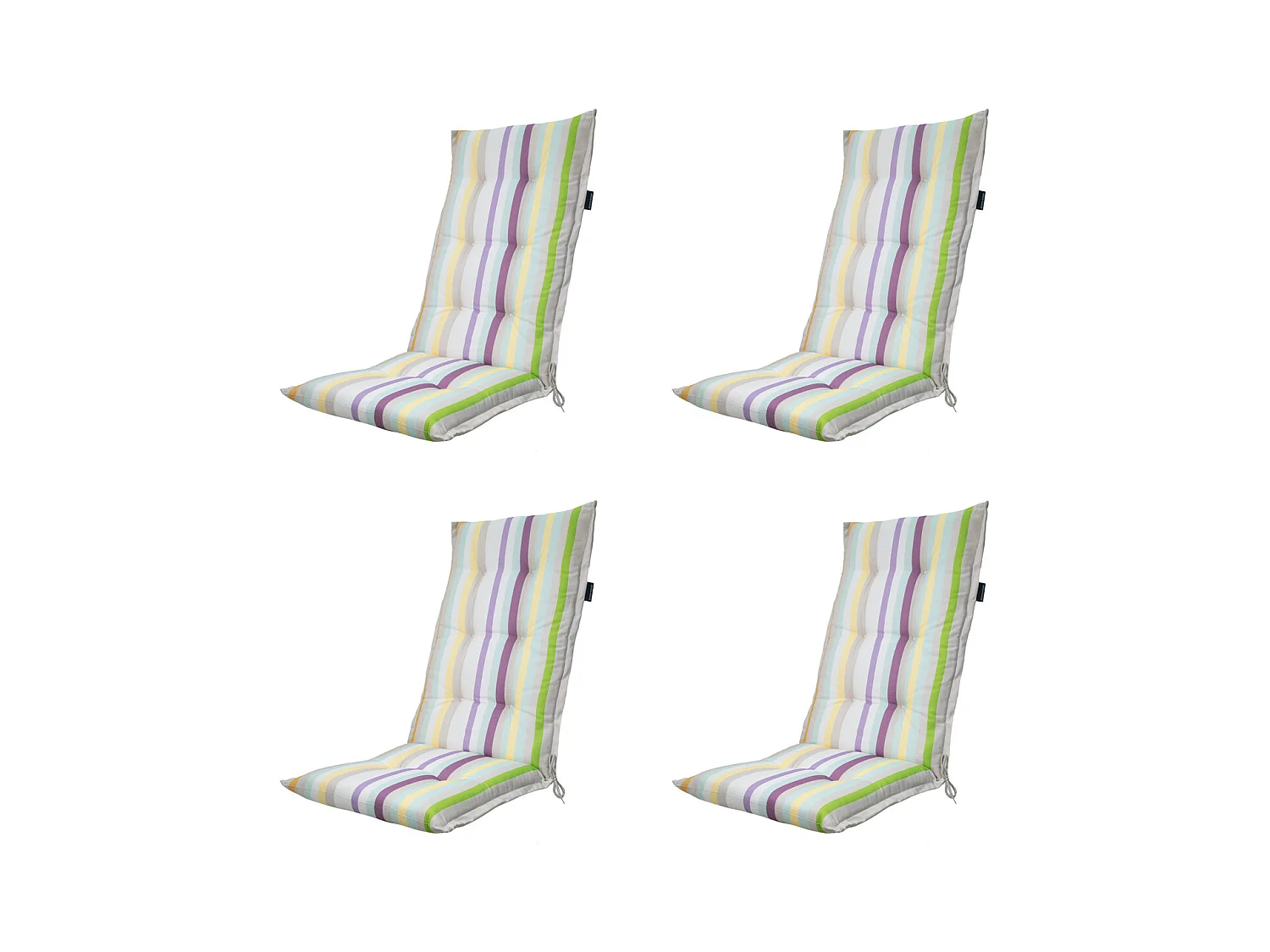 Coussin de chaise de jardin haut dossier droit violet - Environ 123 x 50 cm - Lot de 4