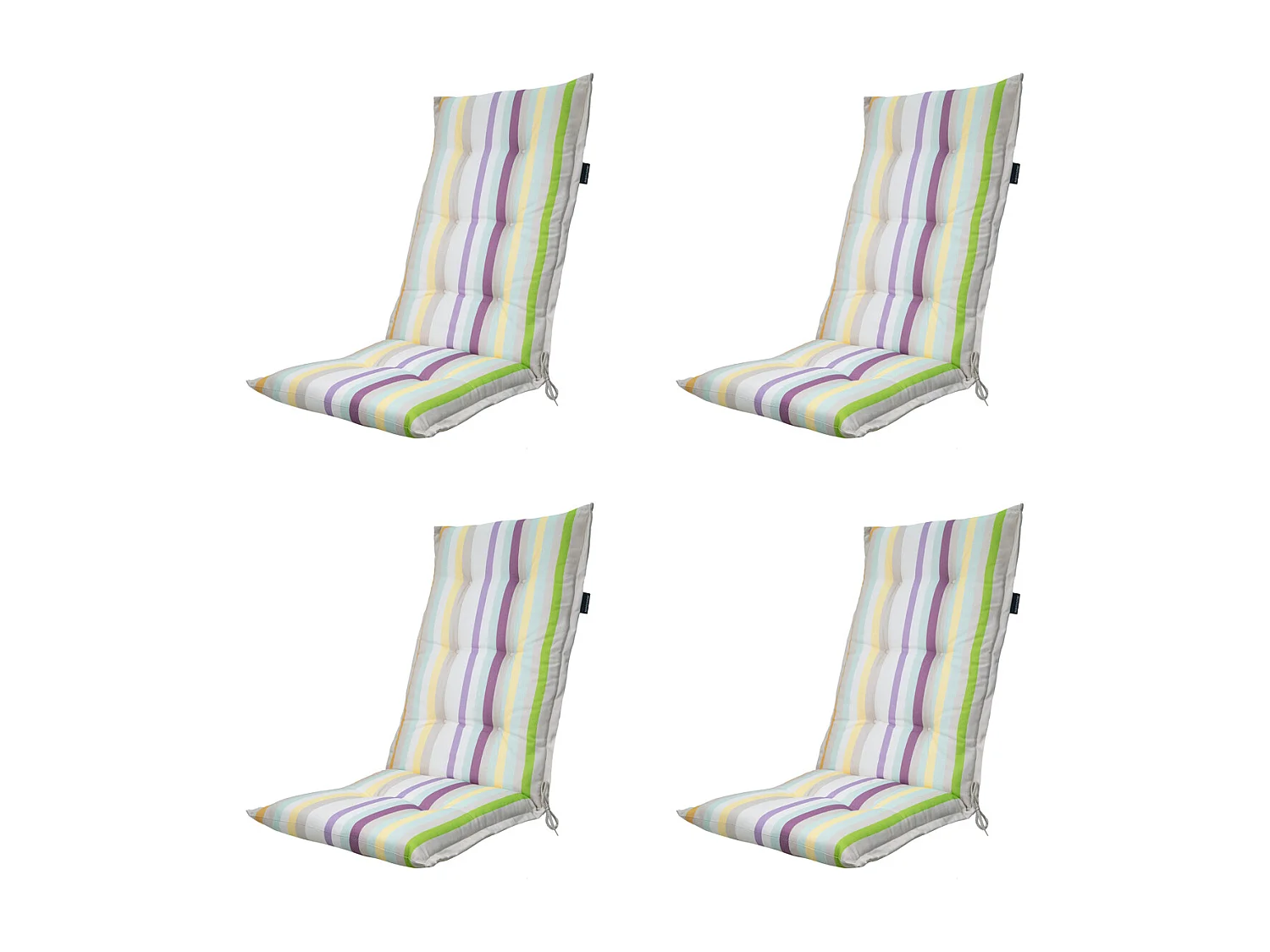 Coussin de chaise de jardin haut dossier droit violet - Environ 123 x 50 cm - Lot de 4