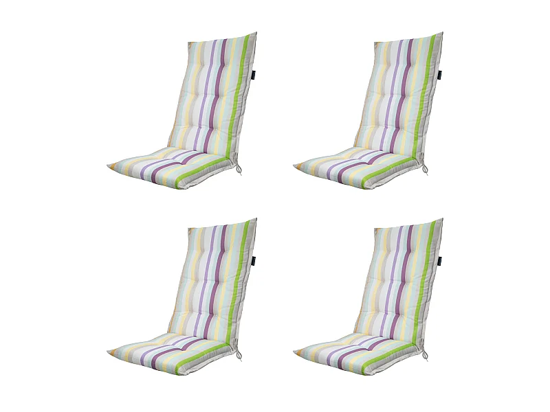 Coussin de chaise de jardin haut dossier droit violet - Environ 123 x 50 cm - Lot de 4