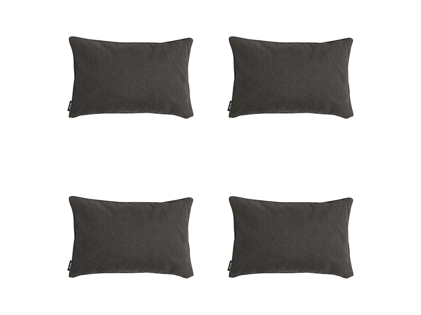 Coussin décoratif en toile éco+ gris foncé - Dimensions approximatives : 30 x 50 cm - Lot de 4