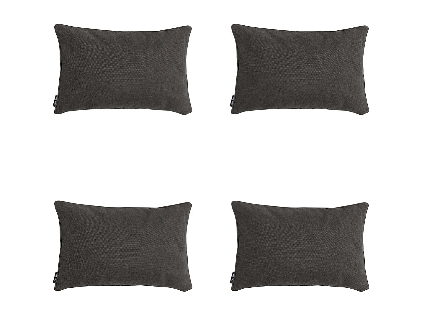 Coussin décoratif en toile éco+ gris foncé - Dimensions approximatives : 30 x 50 cm - Lot de 4