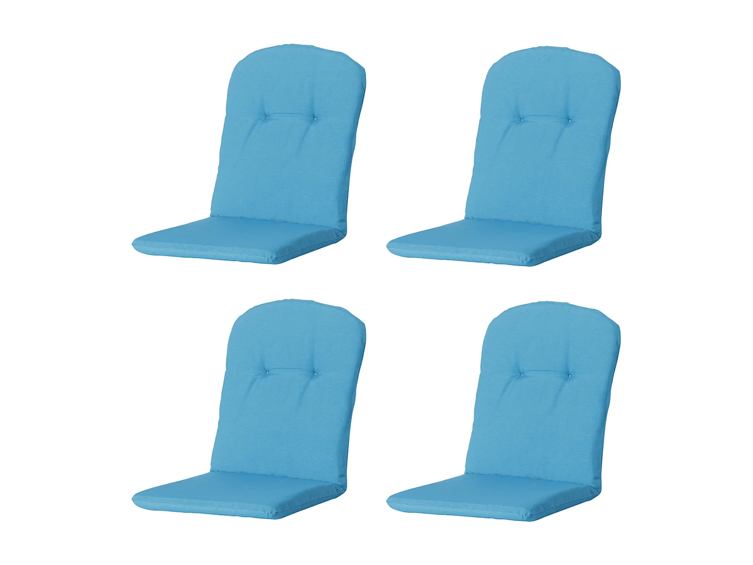 Cojín de asiento tipo cubo con respaldo alto Panamá color aguamarina - Aprox. 96x45 cm - Juego de 4