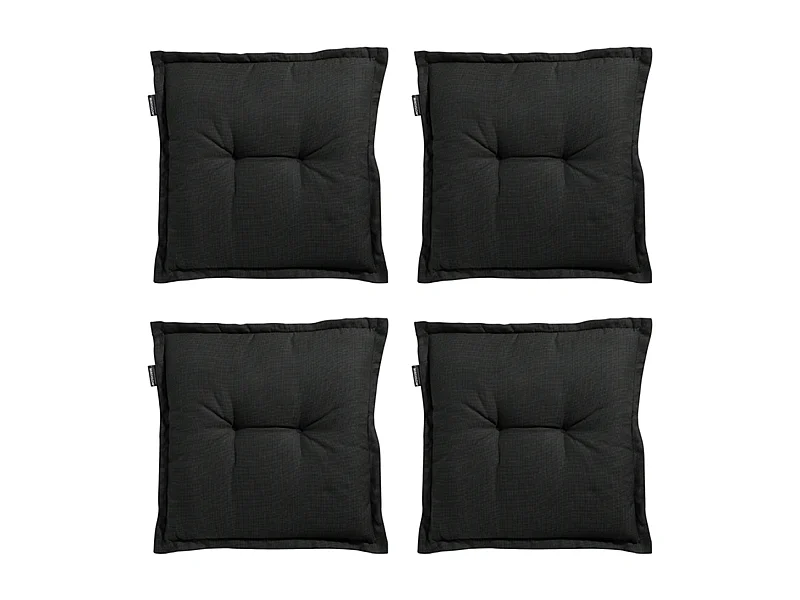 Coussin d'assise Rib noir - Environ 50x50 cm - Lot de 4