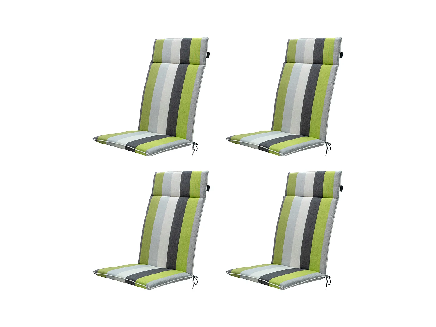 Coussin de chaise de jardin haut dossier Victoria vert - Environ 120 x 50 cm - Lot de 4