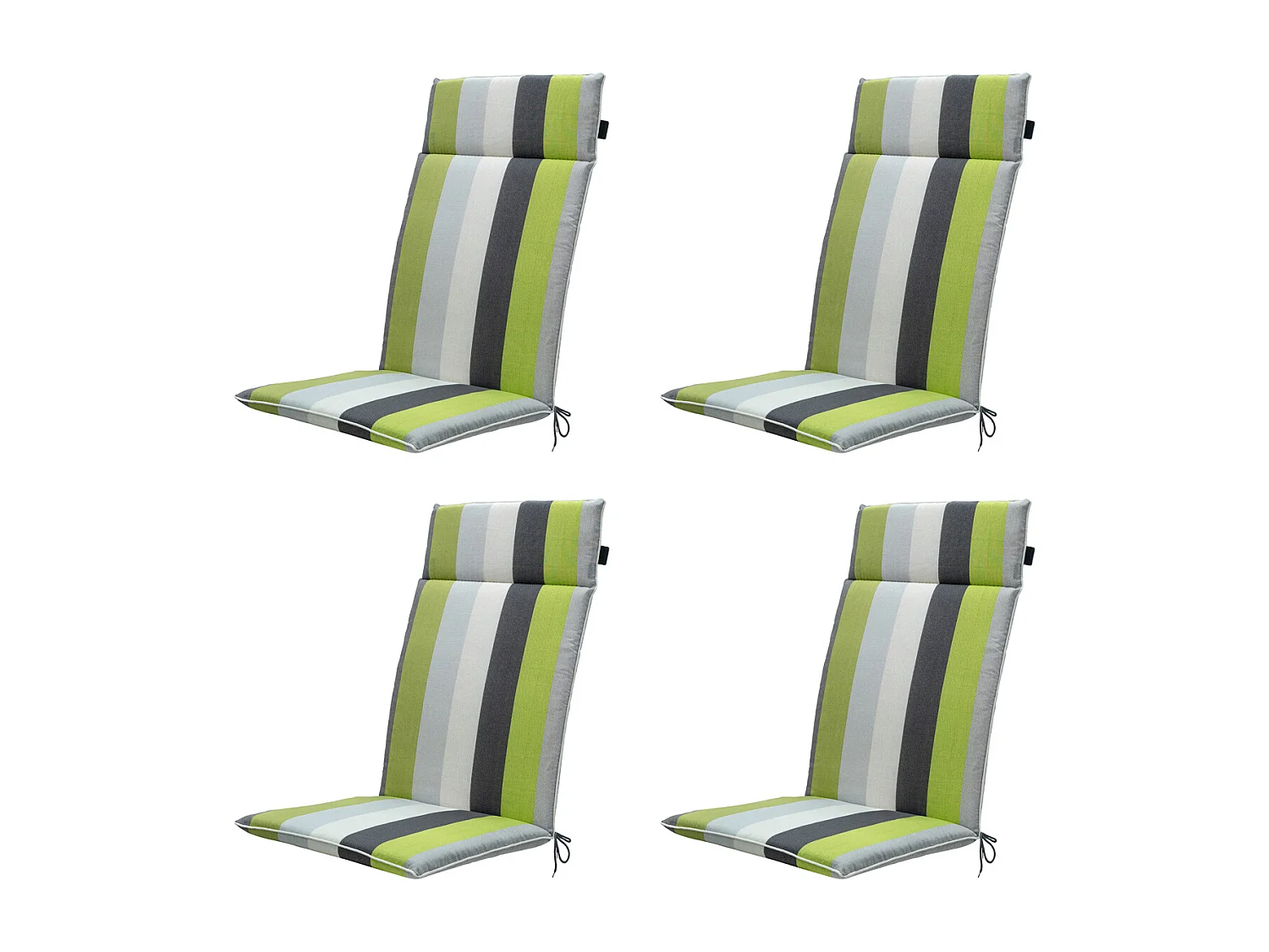 Coussin de chaise de jardin haut dossier Victoria vert - Environ 120 x 50 cm - Lot de 4