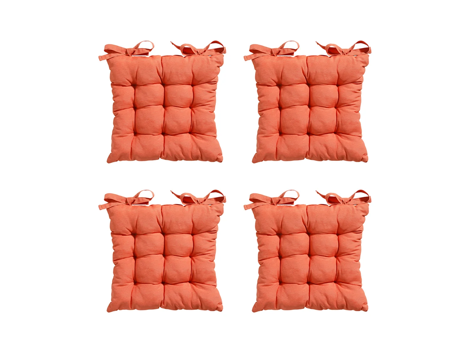 Coussin d'assise Tuscany Panama orange flamme - Env. 46 x 46 cm - Lot de 4