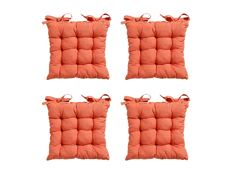 Coussin d'assise Tuscany Panama orange flamme - Env. 46 x 46 cm - Lot de 4