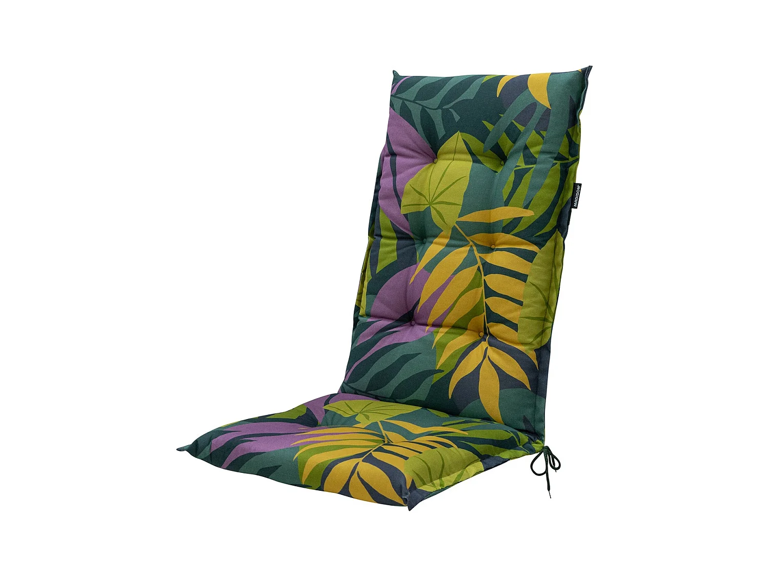 Coussin de chaise de jardin haut dossier Iven vert - Environ 123 x 50 cm - Lot de 4