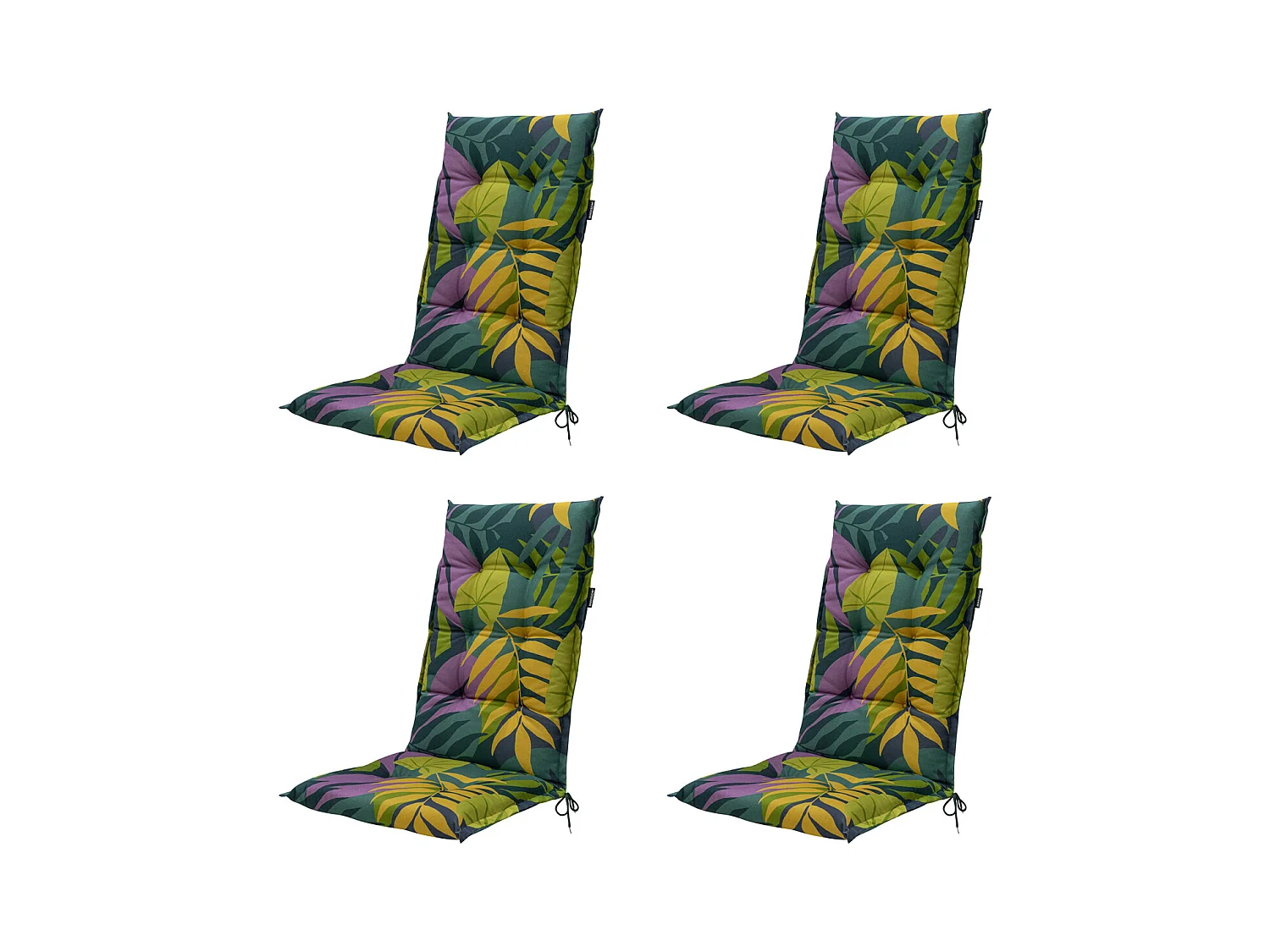 Coussin de chaise de jardin haut dossier Iven vert - Environ 123 x 50 cm - Lot de 4