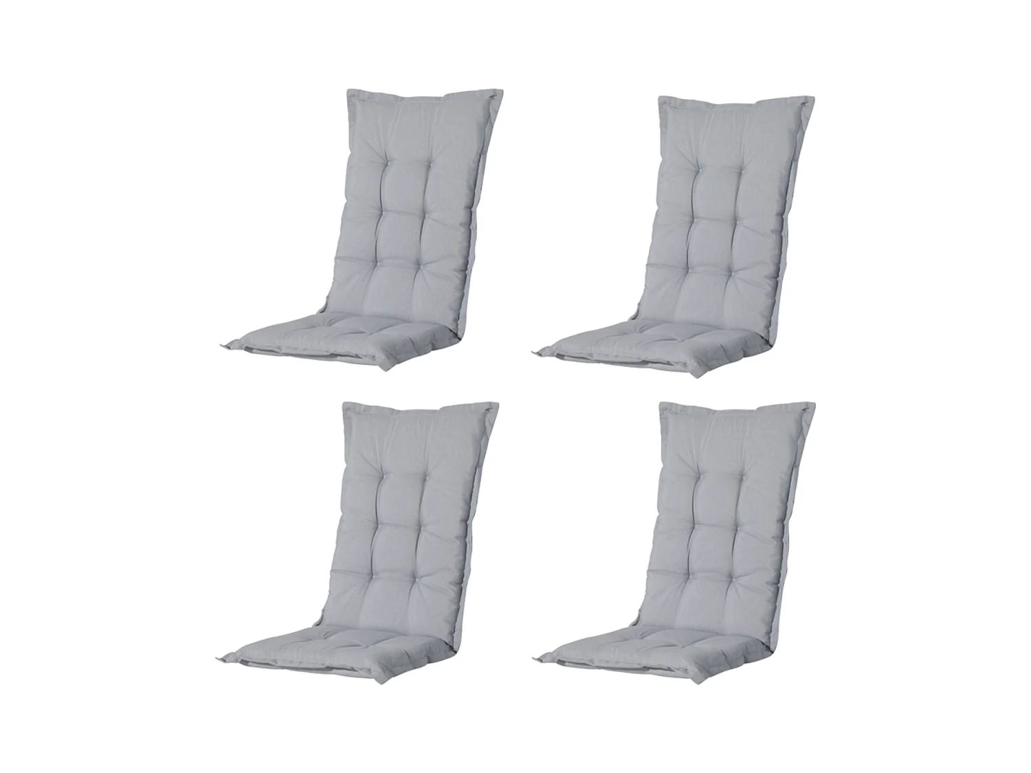 Coussin de chaise de jardin dossier bas Panama gris clair - Environ 105 x 50 cm - Lot de 4