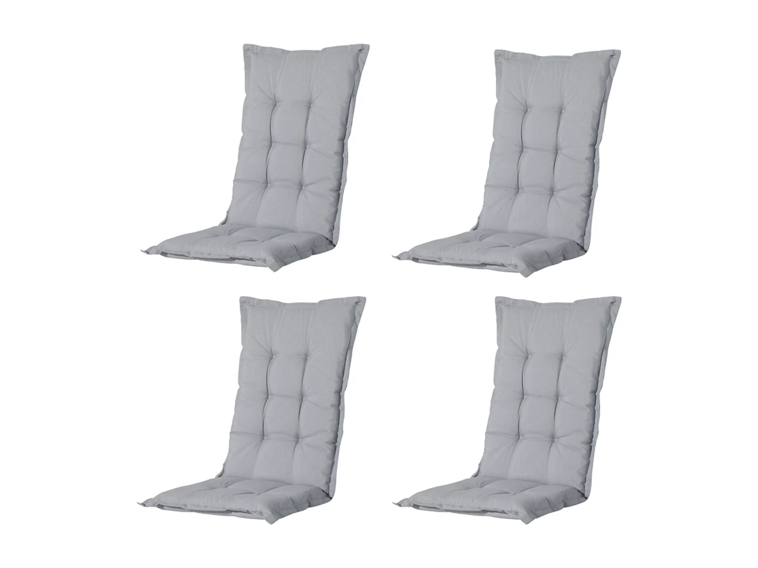 Coussin de chaise de jardin dossier bas Panama gris clair - Environ 105 x 50 cm - Lot de 4