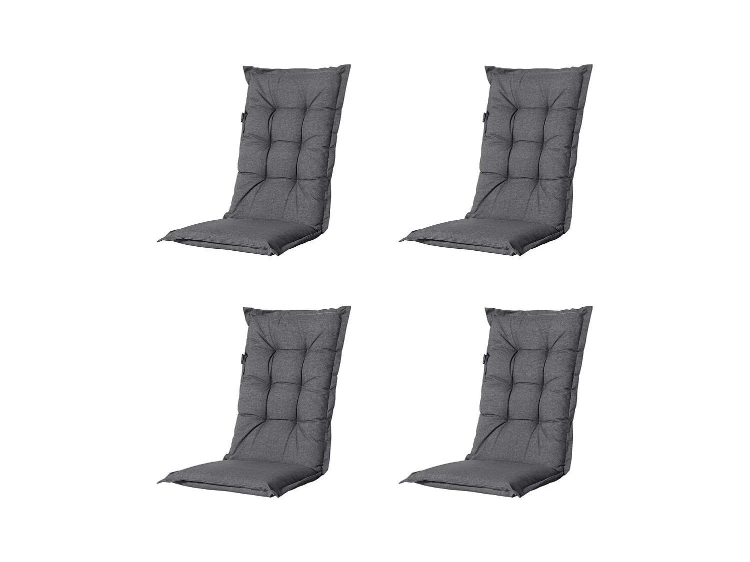 Coussin de chaise de jardin à dossier haut Manchester gris - Environ 123 x 50 cm - Lot de 4
