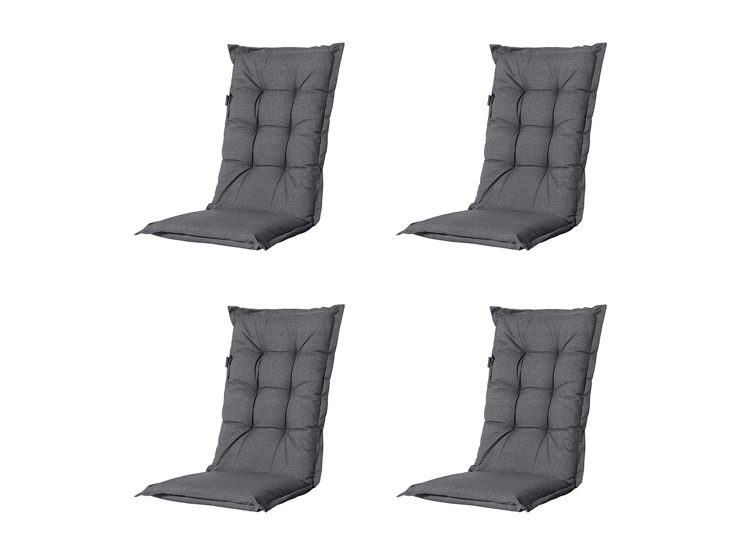 Coussin de chaise de jardin à dossier haut Manchester gris - Environ 123 x 50 cm - Lot de 4