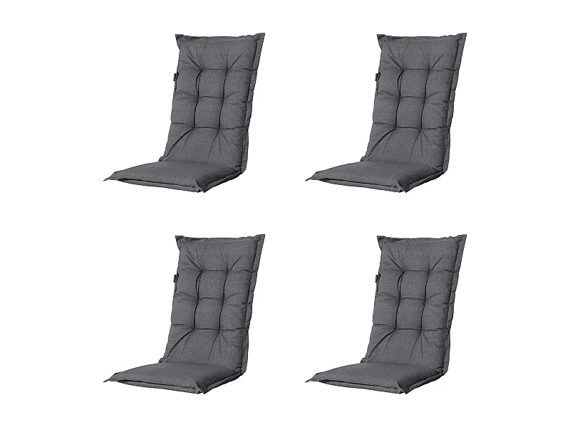 Coussin de chaise de jardin à dossier haut Manchester gris - Environ 123 x 50 cm - Lot de 4