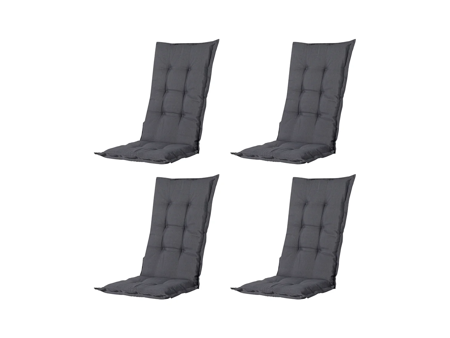 Coussin de chaise de jardin haut dossier Panama gris - Environ 123 x 50 cm - Lot de 4