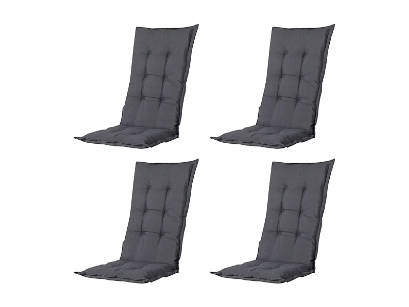 Coussin de chaise de jardin haut dossier Panama gris - Environ 123 x 50 cm - Lot de 4