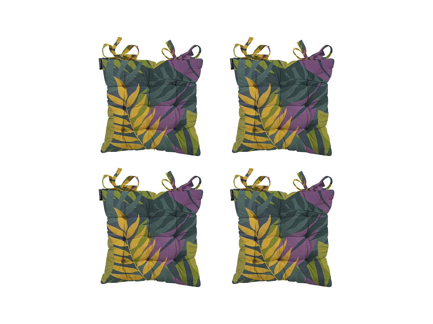 Coussin d'assise Toscane Iven vert - Env. 46x46 cm - Lot de 4