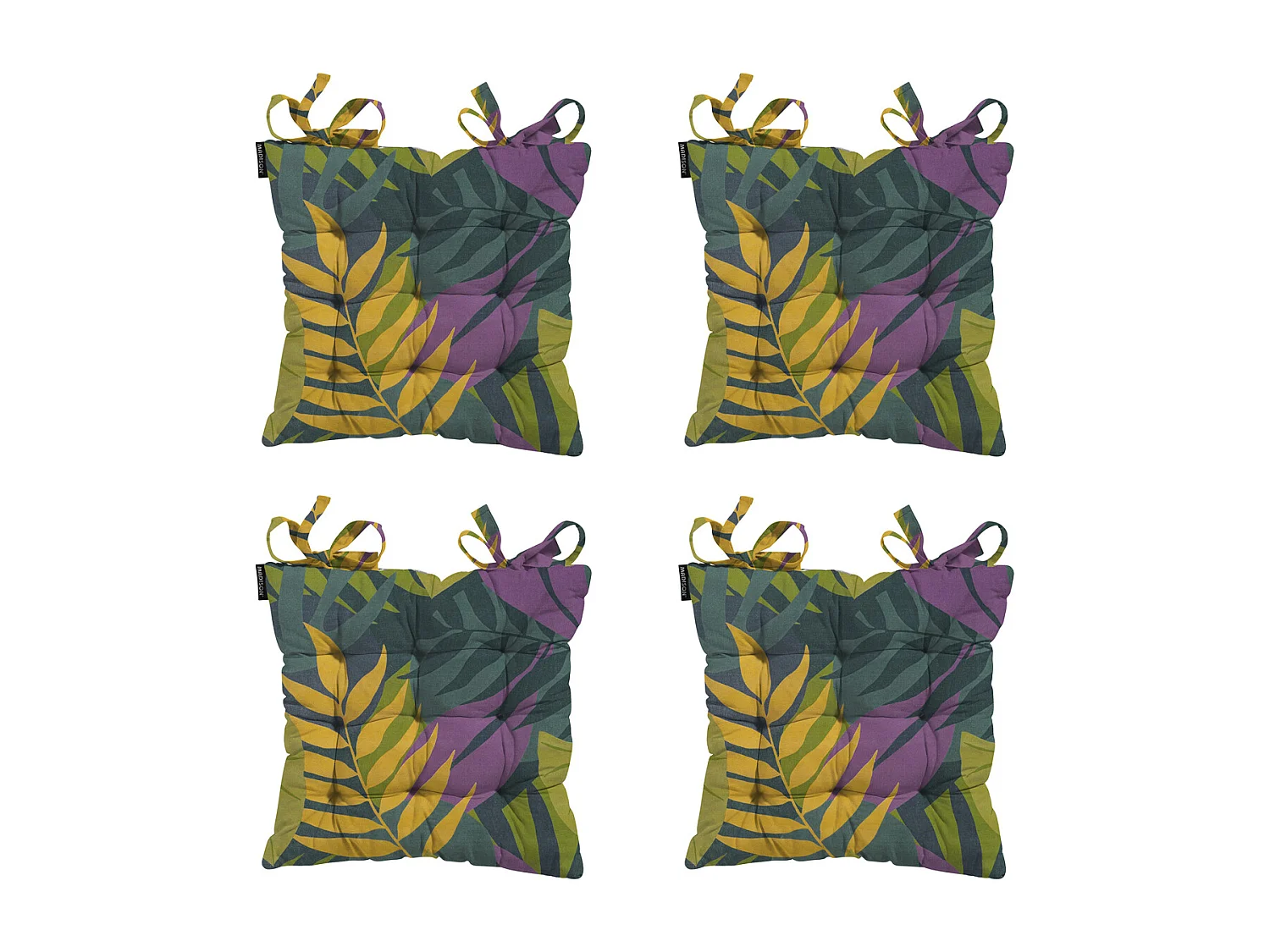 Coussin d'assise Toscane Iven vert - Env. 46x46 cm - Lot de 4