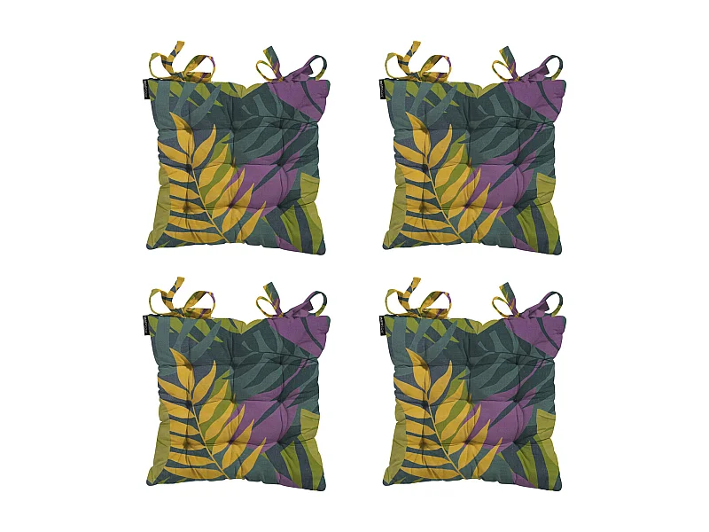 Coussin d'assise Toscane Iven vert - Env. 46x46 cm - Lot de 4