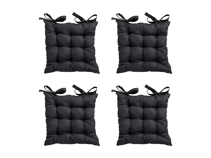 Coussin d'assise Tuscany Basic noir - Environ 46 x 46 cm - Lot de 4